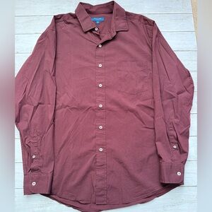 Cole Haan Grand OS XL Button Down Shirt Mens Stretch Performance Burgandy